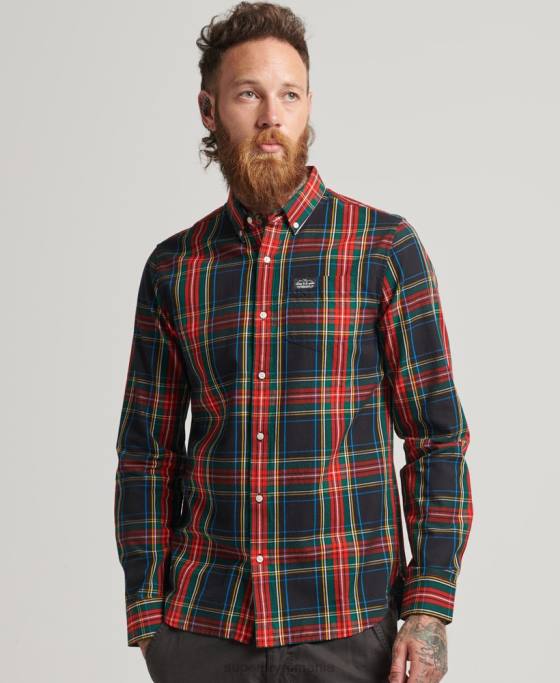 Superdry cămașă de comerciant din bumbac cu carouri îmbrăcăminte negru bărbați JX0Z196