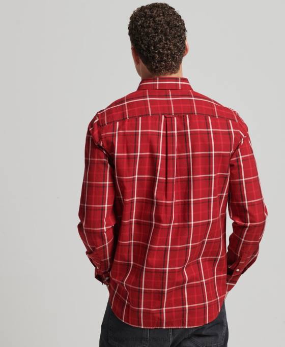 Superdry cămașă de comerciant din bumbac cu carouri îmbrăcăminte roșu bărbați JX0Z167