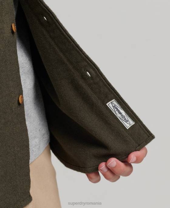 Superdry cămașă de flanel trailsman din bumbac organic îmbrăcăminte kaki bărbați JX0Z168