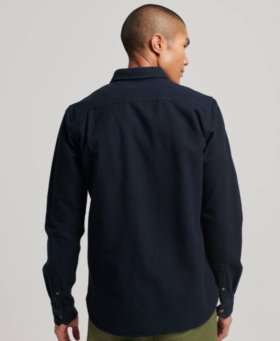 Superdry cămașă de flanel trailsman din bumbac organic îmbrăcăminte marina bărbați JX0Z179