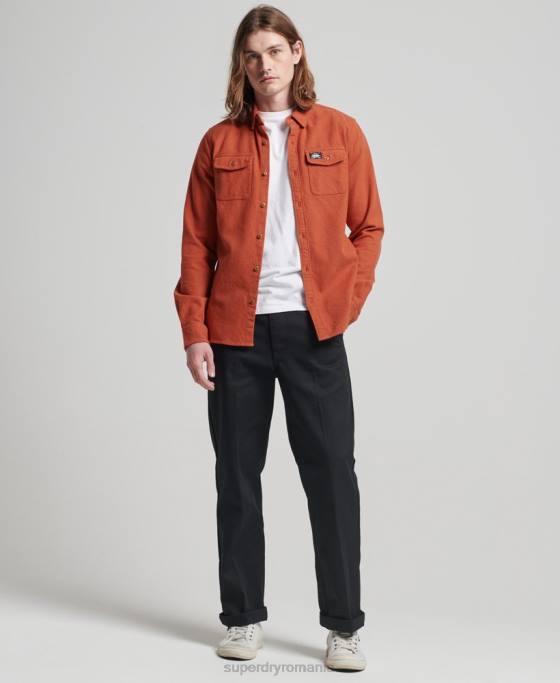 Superdry cămașă de flanel trailsman din bumbac organic îmbrăcăminte portocale bărbați JX0Z158