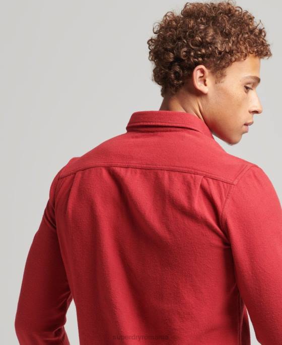 Superdry cămașă de flanel trailsman din bumbac organic îmbrăcăminte roșu bărbați JX0Z161