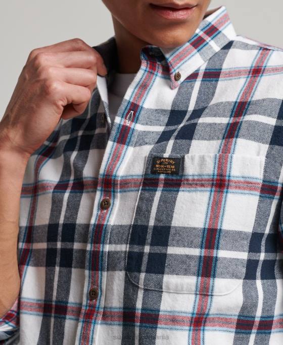 Superdry cămașă de lemn vintage din bumbac organic îmbrăcăminte alb bărbați JX0Z216