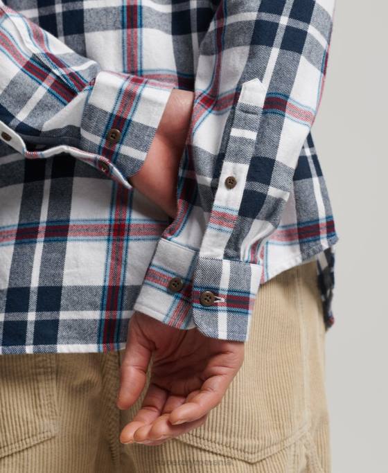 Superdry cămașă de lemn vintage din bumbac organic îmbrăcăminte alb bărbați JX0Z216