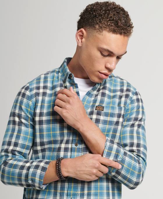 Superdry cămașă de lemn vintage din bumbac organic îmbrăcăminte albastru bărbați JX0Z169