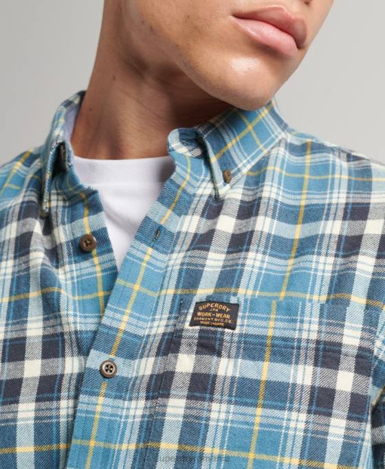 Superdry cămașă de lemn vintage din bumbac organic îmbrăcăminte albastru bărbați JX0Z169