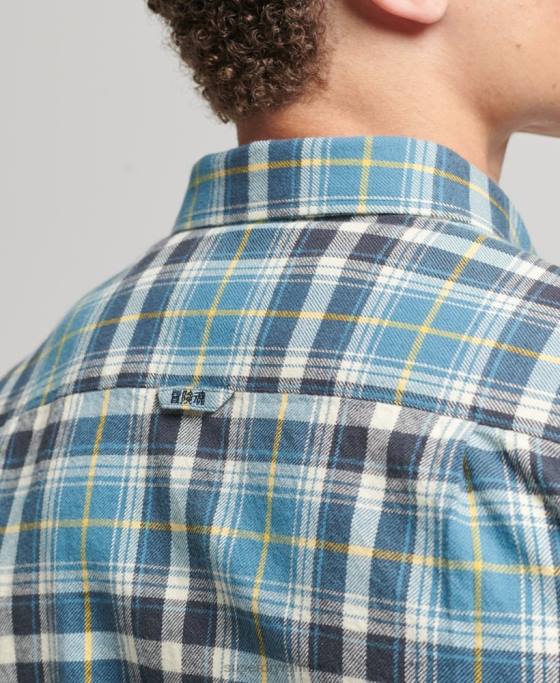 Superdry cămașă de lemn vintage din bumbac organic îmbrăcăminte albastru bărbați JX0Z169