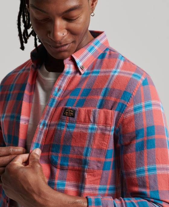 Superdry cămașă de lemn vintage din bumbac organic îmbrăcăminte roșu bărbați JX0Z176
