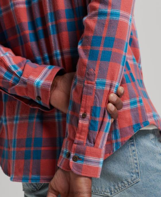 Superdry cămașă de lemn vintage din bumbac organic îmbrăcăminte roșu bărbați JX0Z176