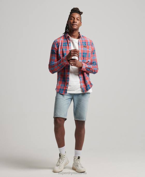 Superdry cămașă de lemn vintage din bumbac organic îmbrăcăminte roșu bărbați JX0Z176