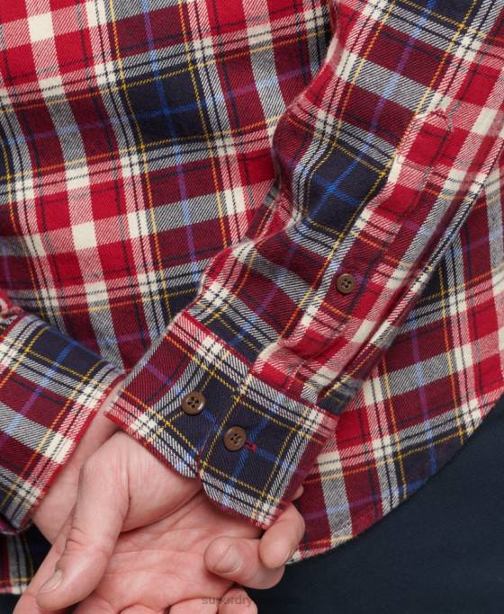 Superdry cămașă de lemn vintage din bumbac organic îmbrăcăminte roșu bărbați JX0Z204