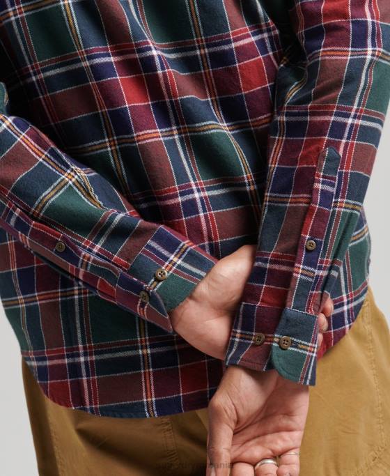 Superdry cămașă de lemn vintage din bumbac organic îmbrăcăminte verde bărbați JX0Z160