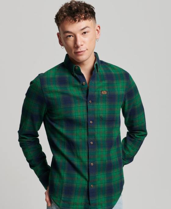 Superdry cămașă de lemn vintage din bumbac organic îmbrăcăminte verde bărbați JX0Z162