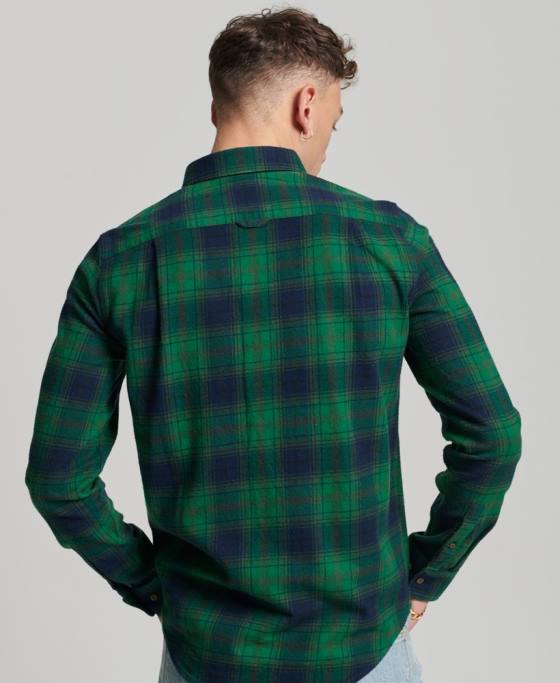 Superdry cămașă de lemn vintage din bumbac organic îmbrăcăminte verde bărbați JX0Z162