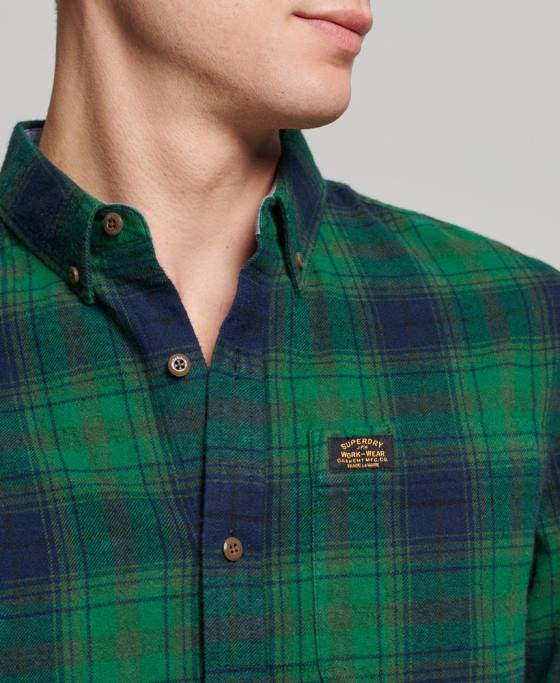 Superdry cămașă de lemn vintage din bumbac organic îmbrăcăminte verde bărbați JX0Z162