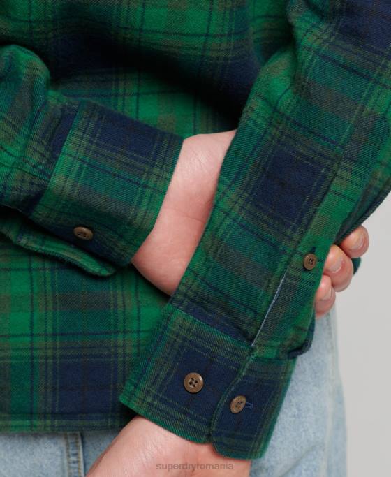 Superdry cămașă de lemn vintage din bumbac organic îmbrăcăminte verde bărbați JX0Z162
