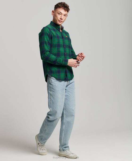 Superdry cămașă de lemn vintage din bumbac organic îmbrăcăminte verde bărbați JX0Z162