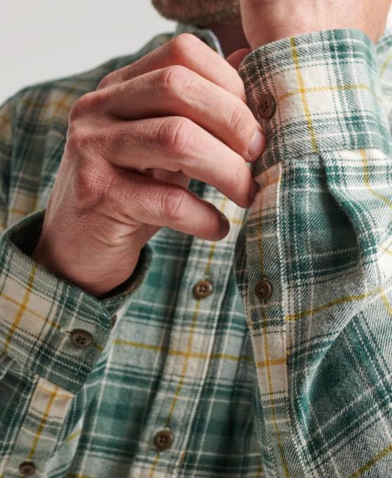 Superdry cămașă de lemn vintage din bumbac organic îmbrăcăminte verde bărbați JX0Z190