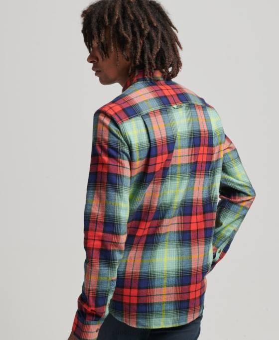 Superdry cămașă de lemn vintage din bumbac organic îmbrăcăminte verde bărbați JX0Z205