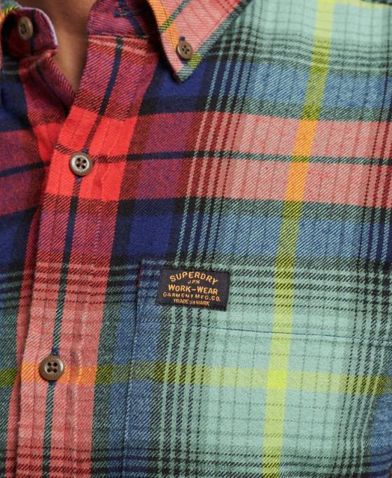 Superdry cămașă de lemn vintage din bumbac organic îmbrăcăminte verde bărbați JX0Z205