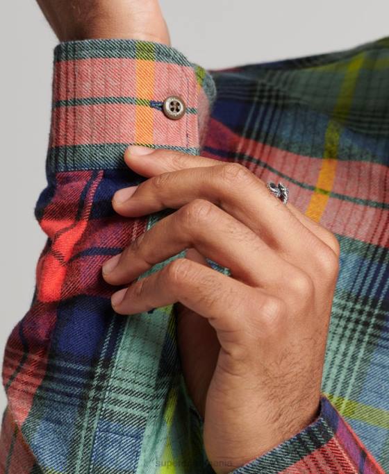 Superdry cămașă de lemn vintage din bumbac organic îmbrăcăminte verde bărbați JX0Z205