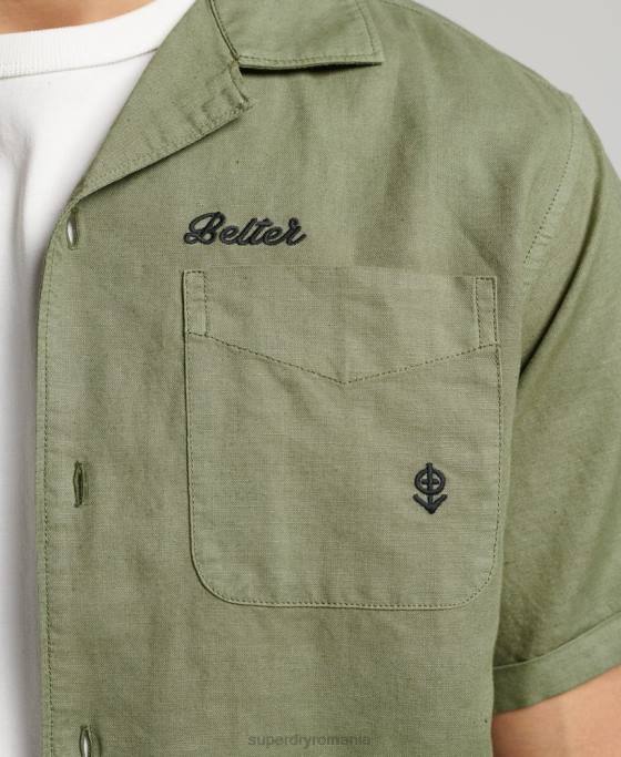 Superdry cămașă de stațiune de epocă îmbrăcăminte kaki bărbați JX0Z189