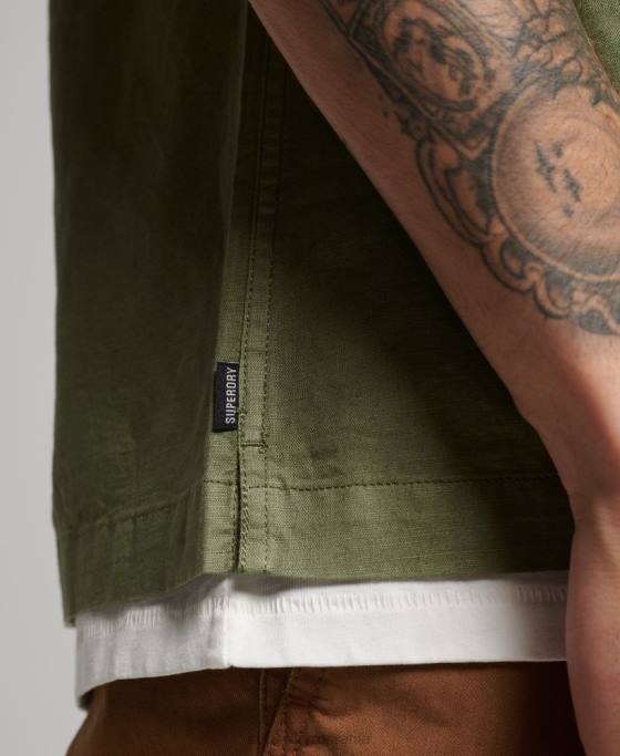 Superdry cămașă de stațiune de epocă îmbrăcăminte kaki bărbați JX0Z189