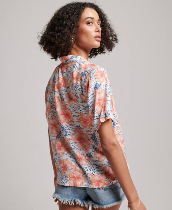 Superdry cămașă de stațiune de plajă îmbrăcăminte marina femei JX0Z2914