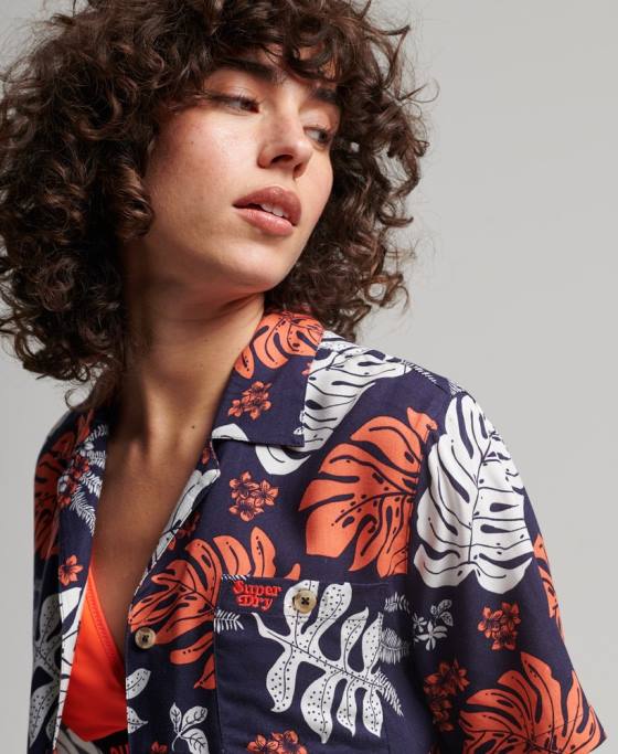 Superdry cămașă de stațiune de plajă îmbrăcăminte marina femei JX0Z2934