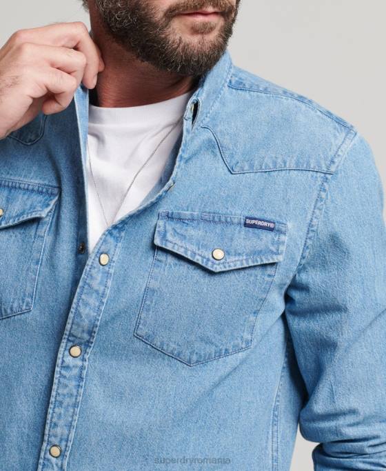 Superdry cămașă de înviere îmbrăcăminte albastru bărbați JX0Z219
