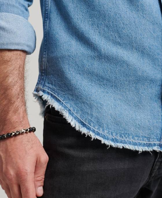 Superdry cămașă de înviere îmbrăcăminte albastru bărbați JX0Z219