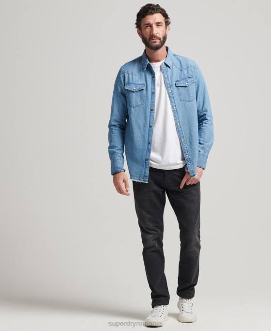 Superdry cămașă de înviere îmbrăcăminte albastru bărbați JX0Z219