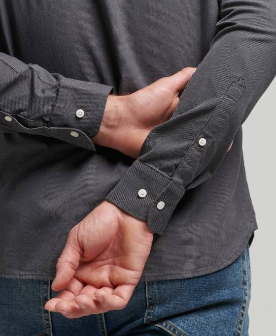 Superdry cămașă din bumbac micro check îmbrăcăminte gri bărbați JX0Z211