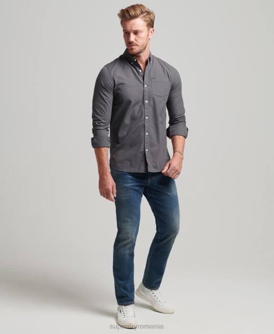 Superdry cămașă din bumbac micro check îmbrăcăminte gri bărbați JX0Z211