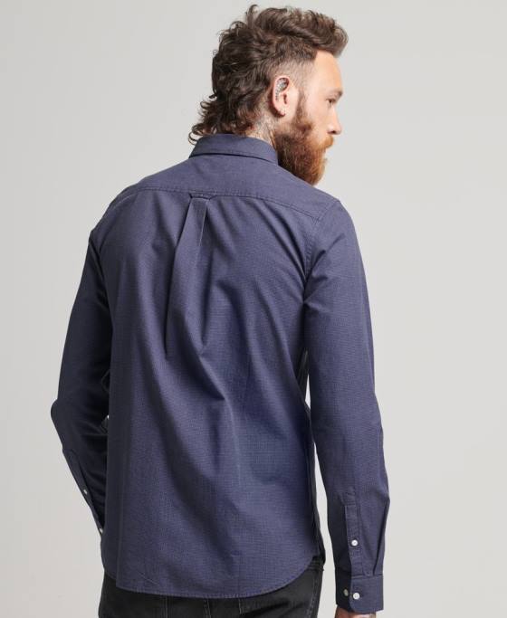 Superdry cămașă din bumbac micro check îmbrăcăminte marina bărbați JX0Z178