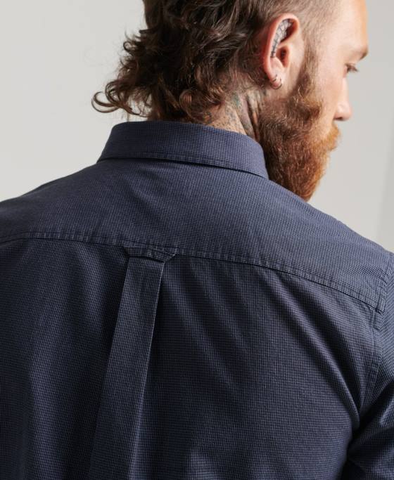 Superdry cămașă din bumbac micro check îmbrăcăminte marina bărbați JX0Z178