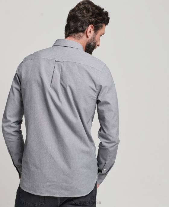 Superdry cămașă din bumbac micro check îmbrăcăminte negru bărbați JX0Z147