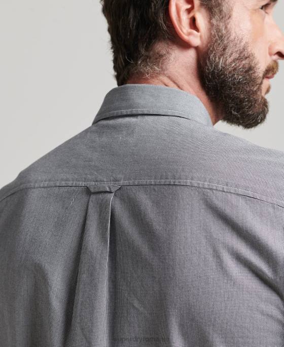 Superdry cămașă din bumbac micro check îmbrăcăminte negru bărbați JX0Z147