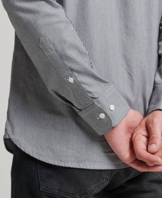 Superdry cămașă din bumbac micro check îmbrăcăminte negru bărbați JX0Z147