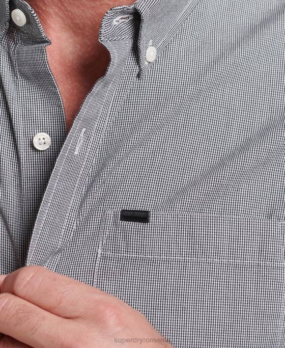 Superdry cămașă din bumbac micro check îmbrăcăminte negru bărbați JX0Z147