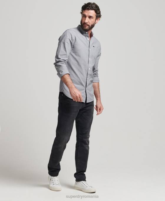 Superdry cămașă din bumbac micro check îmbrăcăminte negru bărbați JX0Z147