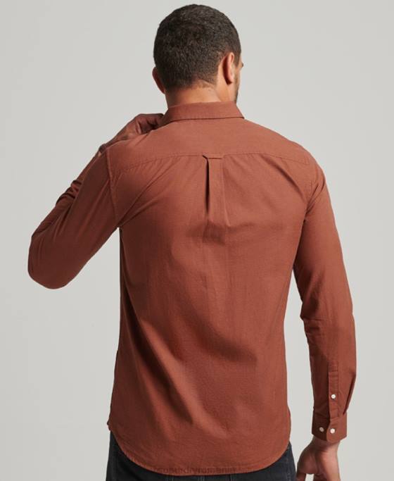 Superdry cămașă din bumbac micro check îmbrăcăminte portocale bărbați JX0Z225