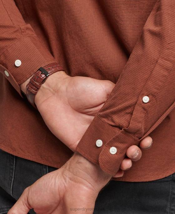 Superdry cămașă din bumbac micro check îmbrăcăminte portocale bărbați JX0Z225