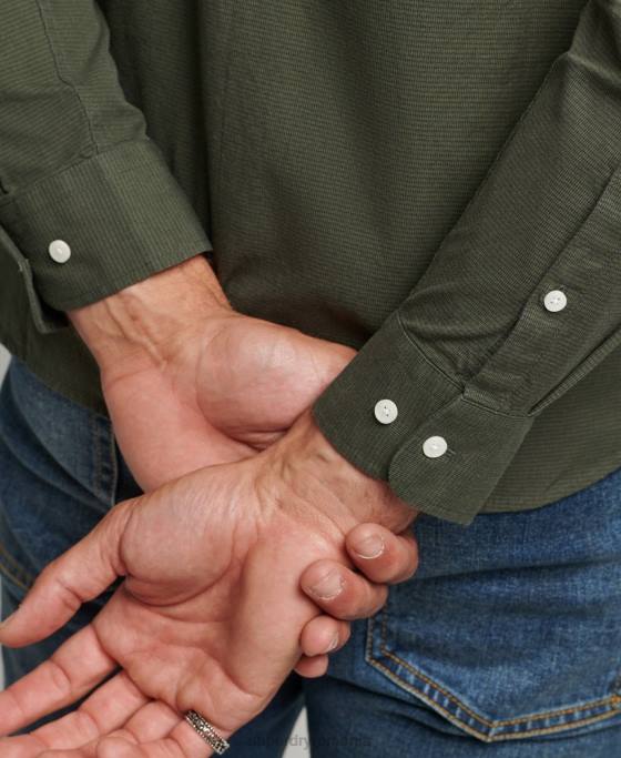 Superdry cămașă din bumbac micro check îmbrăcăminte verde bărbați JX0Z231