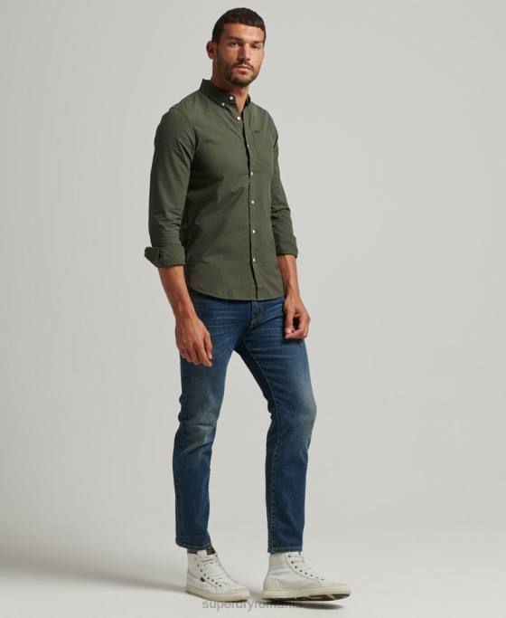 Superdry cămașă din bumbac micro check îmbrăcăminte verde bărbați JX0Z231