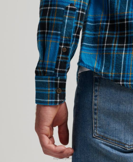 Superdry cămașă din bumbac organic în carouri de lemne îmbrăcăminte albastru bărbați JX0Z200