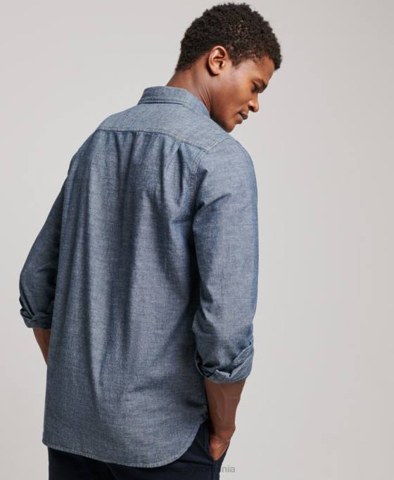 Superdry cămașă din cambray trailsman îmbrăcăminte albastru bărbați JX0Z84