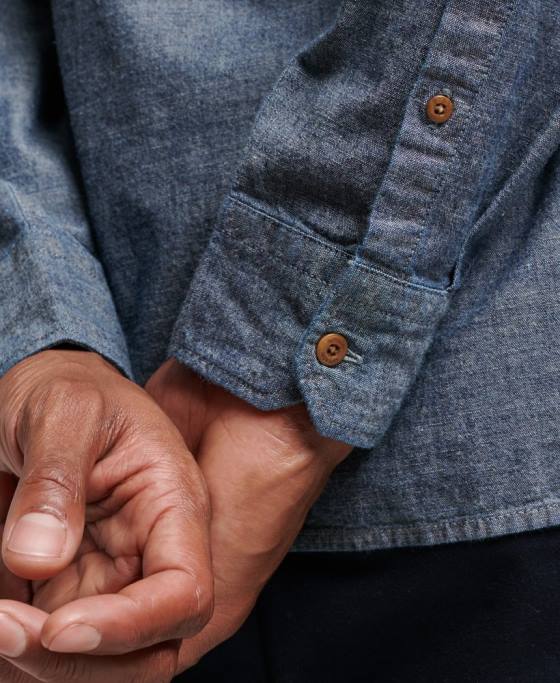 Superdry cămașă din cambray trailsman îmbrăcăminte albastru bărbați JX0Z84