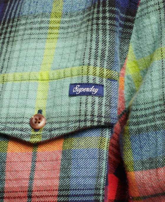 Superdry cămașă din flanel cu carouri din bumbac organic îmbrăcăminte verde femei JX0Z3042