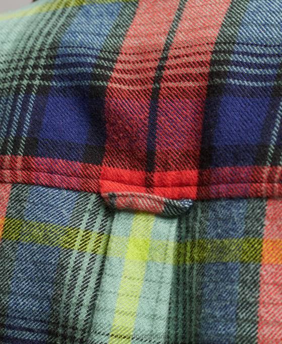 Superdry cămașă din flanel cu carouri din bumbac organic îmbrăcăminte verde femei JX0Z3042